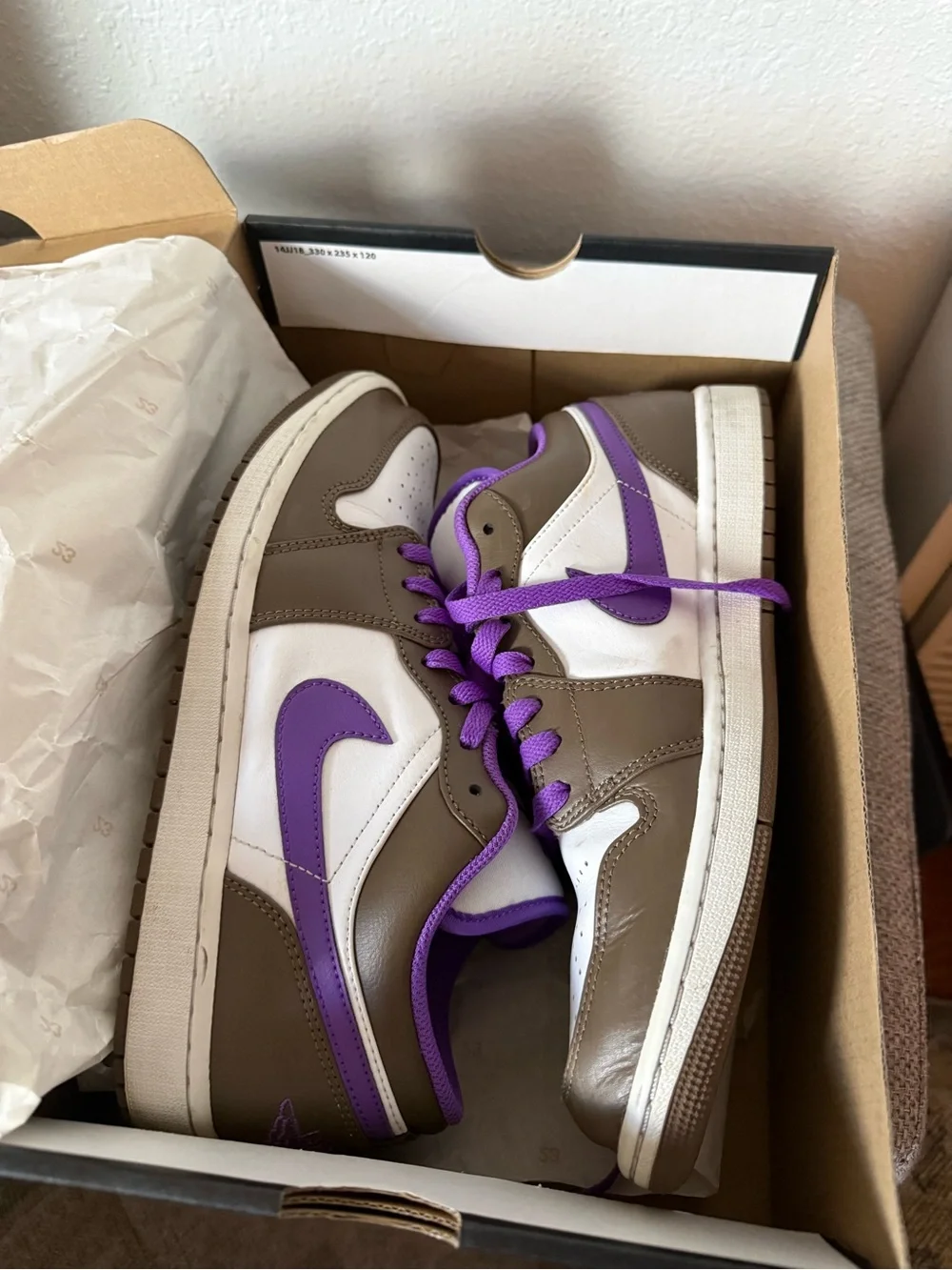 Jordan Sneakers in White, Brown & Purple